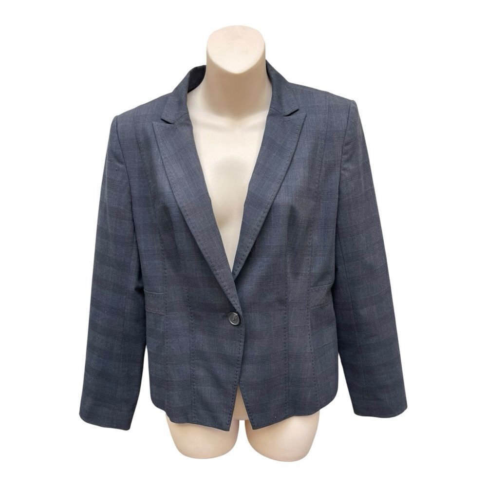 Halogen Charcoal Plaid Blazer Size 10P Office Work Classic Preppy